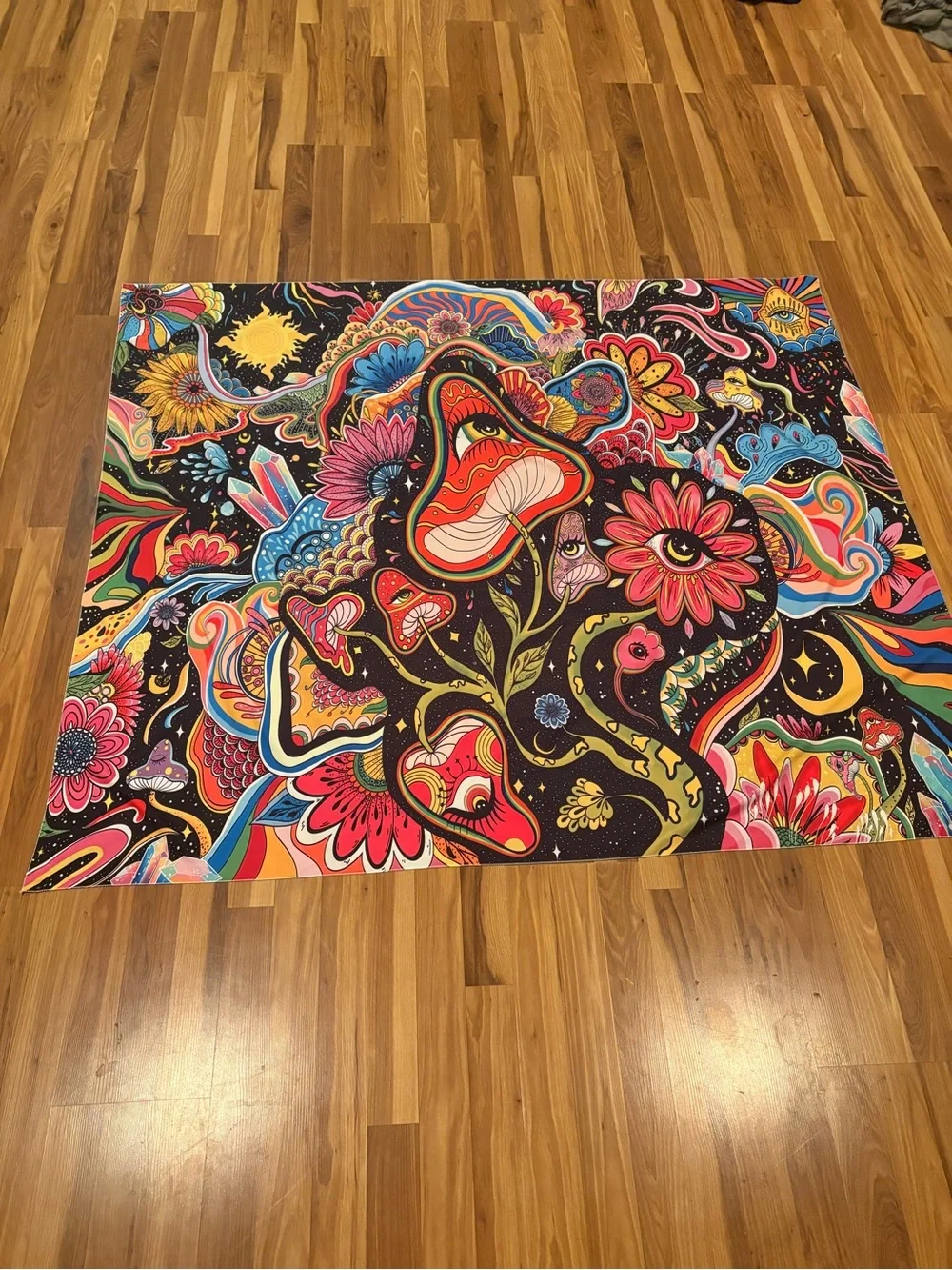 Psychedelic Floral Mushroom Wall Art - Multicolor